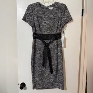 Calvin Klein Black and Gray Midi Dress NWT